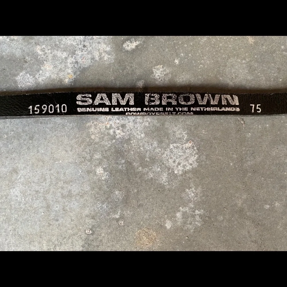 Sam Brown Netherlands Black Leather Silver Belt Rings Slim